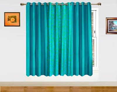 40% OFF on Dekor World Polyester Window Curtain 150 inch (4 ft) Pack of 3(Solid Blue)