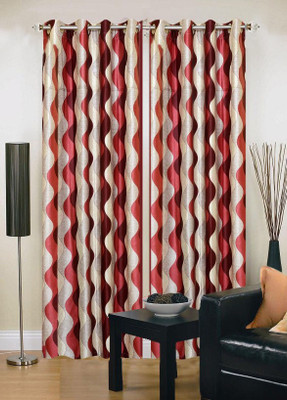 

Stella Creations 275 cm (9 ft) Polyester Long Door Curtain (Pack Of 2)(Printed, Maroon)