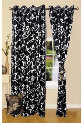 

JT International 213.36 cm (7 ft) Polyester Door Curtain (Pack Of 2)(Motif, Black)