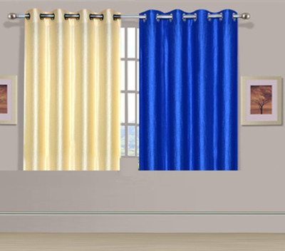 

ExpressionsHome 152 cm (5 ft) Polyester Window Curtain (Pack Of 2)(Solid, Blue, Beige), Beige;blue