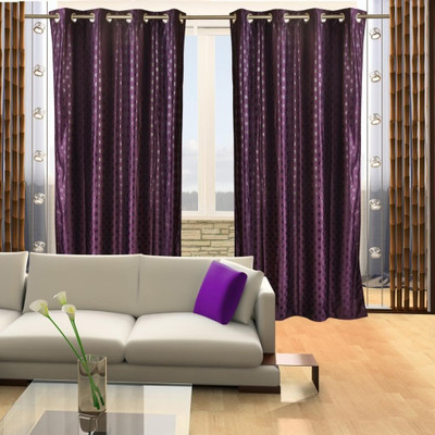 

Home Candy 212 cm (7 ft) Polyester Door Curtain (Pack Of 2)(Striped, Purple)