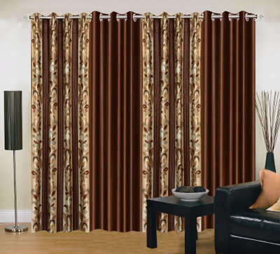 

Excel Bazaar 214 cm (7 ft) Polycotton Door Curtain (Pack Of 4)(Floral, Brown)