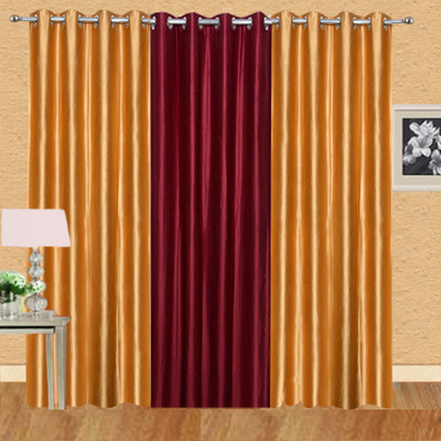 

Excel Bazaar 214 cm (7 ft) Polycotton Door Curtain (Pack Of 3)(Plain, Golden+1maroon)