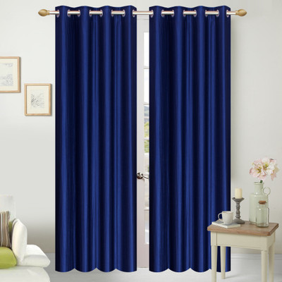 

Shopaholic 210 cm (7 ft) Polyester Door Curtain (Pack Of 2)(Plain, Blue)