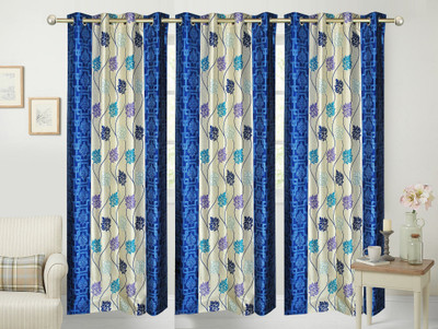 

Ville Style 214 cm (7 ft) Polyester Door Curtain (Pack Of 3)(Abstract, Blue)