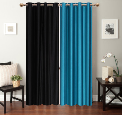 

Furnishing Zone 274 cm (9 ft) Polyester Long Door Curtain (Pack Of 2)(Plain, Black, Light Blue)