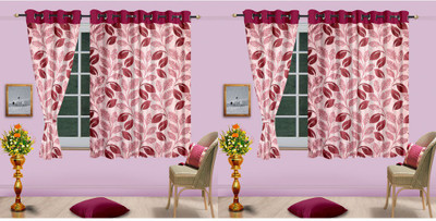 

Cortina 150 cm (5 ft) Polyester Window Curtain (Pack Of 4)(Floral, Maroon)