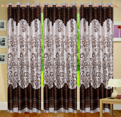 

Countingbeds 213 cm (7 ft) Polyester Door Curtain (Pack Of 3)(Printed, Brown)