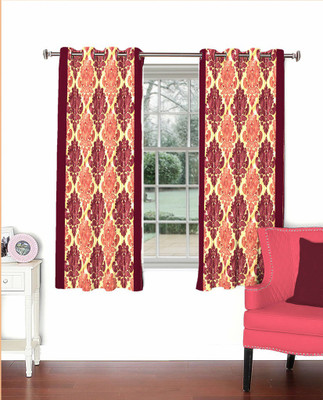 

Skipper 152.4 cm (5 ft) Polyester Window Curtain (Pack Of 2)(Motif, Maroon)