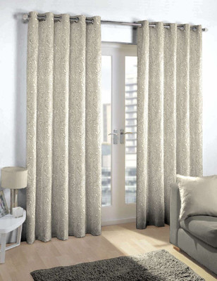 

Skipper 275 cm (9 ft) Blends Long Door Curtain Single Curtain(Motif, Grey)