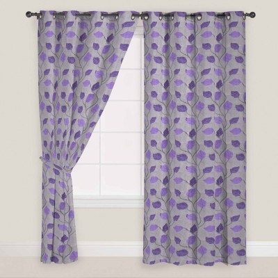 PRESTO 210 cm (7 ft) Polyester Room Darkening Door Curtain Single Curtain(Motif, Purple:Grey)