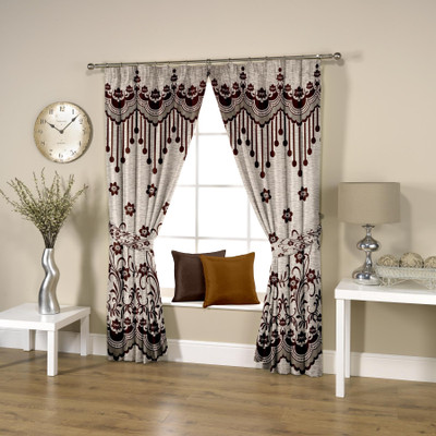 

Threadmix 152 cm (5 ft) Polyester Window Curtain (Pack Of 2)(Abstract, Grey)