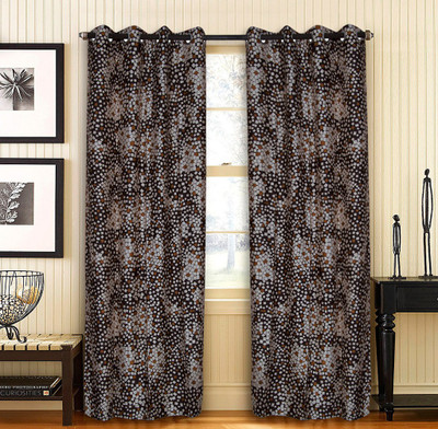 

Home Candy 212 cm (7 ft) Polyester Door Curtain (Pack Of 2)(Geometric, Brown)