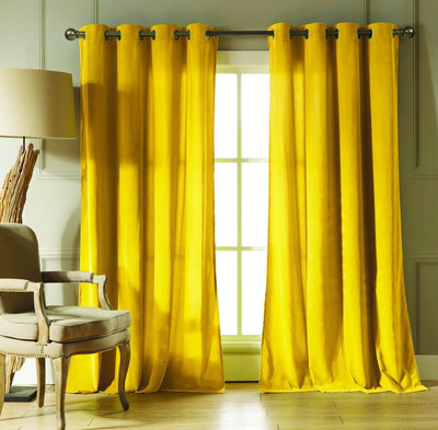 

Home Pictures 213 cm (7 ft) Polyester Door Curtain (Pack Of 2)(Plain, Yellow)