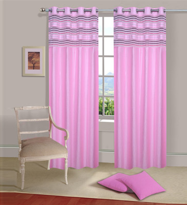 

Excel Bazaar 214 cm (7 ft) Polycotton Door Curtain (Pack Of 2)(Plain, Lightpink)