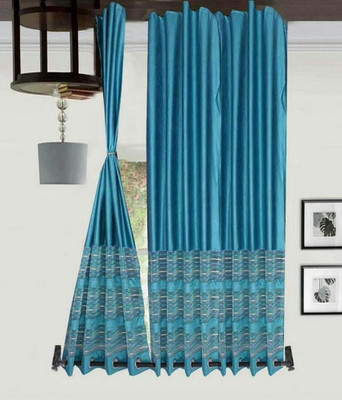 

deepanshi handloom 152 cm (5 ft) Polyester Window Curtain (Pack Of 2)(Plain, Blue)