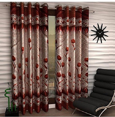 

Italian Fab 213 cm (7 ft) Polyester Door Curtain (Pack Of 2)(Floral, Orange)