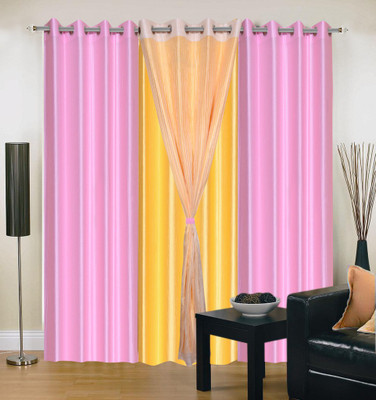 

Livingcreation 213 cm (7 ft) Polyester Door Curtain (Pack Of 4)(Plain, Yellow, Pink), Pink;yellow
