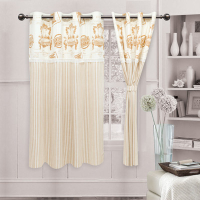 Elan 150 cm (5 ft) Cotton Window Curtain Single Curtain(Abstract, Brown)