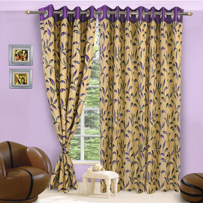 

Vorhang 210 cm (7 ft) Jacquard Door Curtain Single Curtain(Floral, Purple)