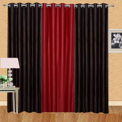 

Excel Bazaar 275 cm (9 ft) Polyester Long Door Curtain (Pack Of 3)(Solid, Brown, Red)