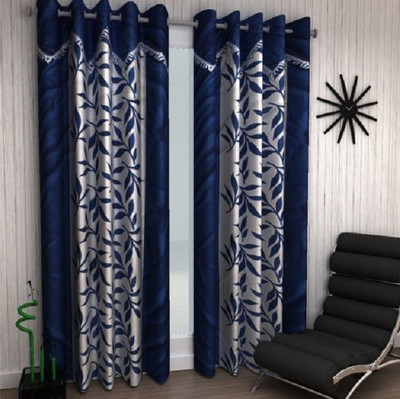 

Panipat Textile Hub 213 cm (7 ft) Polyester Door Curtain (Pack Of 2)(Floral, Blue)