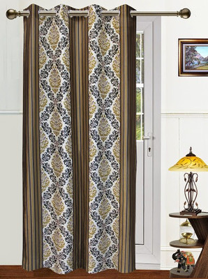 17% OFF on Dekor World 275 cm (9 ft) Polyester Long Door Curtain Single Curtain(Motif, Green)