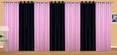 

Ville Style 275 cm (9 ft) Polyester Long Door Curtain (Pack Of 7)(Solid, Pink, Black), Black;pink