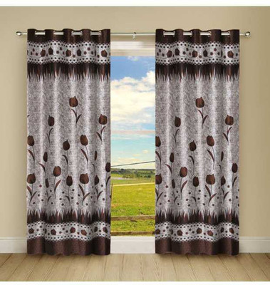 

Shiv Shankar Handloom 274 cm (23 ft) Polyester Long Door Curtain (Pack Of 2)(Floral, Coffee)