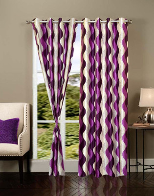 

Export Hub 214 cm (7 ft) Polyester Door Curtain (Pack Of 2)(Printed, Purple)