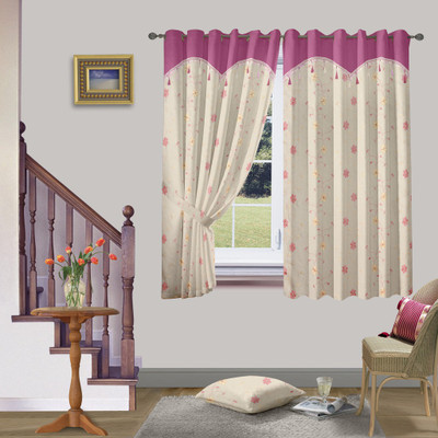 50% OFF on Cortina 150 cm (5 ft) Polyester Window Curtain (Pack Of 2)(Solid, Pink)