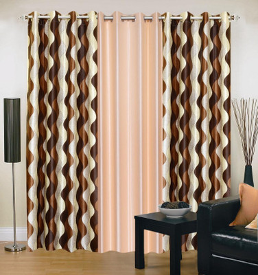 

Excel Bazaar 214 cm (7 ft) Polyester Door Curtain (Pack Of 3)(Abstract, Brown, Beige), Beige;brown