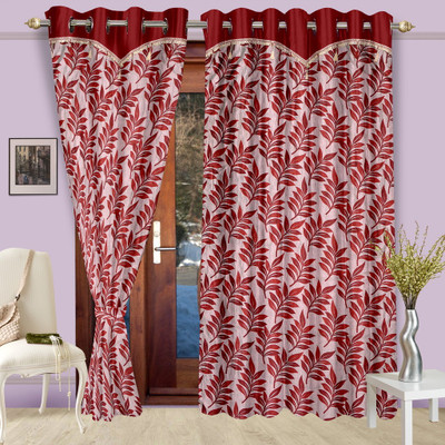 

Cortina 270 cm (9 ft) Polyester Long Door Curtain (Pack Of 2)(Floral, Red)