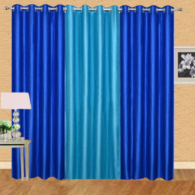 

Excel Bazaar 214 cm (7 ft) Polycotton Door Curtain (Pack Of 3)(Plain, Royalblue-1aqua)