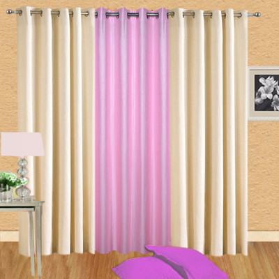 

Excel Bazaar 275 cm (9 ft) Polyester Long Door Curtain (Pack Of 3)(Solid, Cream, Light Pink)