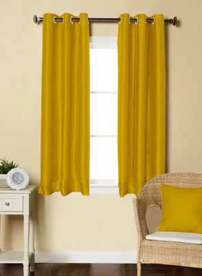 

Lushomes 152 cm (5 ft) Polyester Window Curtain (Pack Of 2)(Solid, Gold)