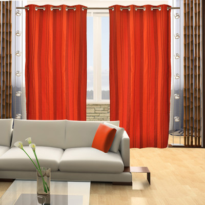

Home Candy 212 cm (7 ft) Cotton Door Curtain (Pack Of 2)(Geometric, Red)