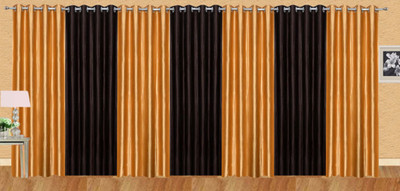 

Stella Creations 275 cm (9 ft) Polyester Long Door Curtain (Pack Of 7)(Solid, Gold, Brown), Brown;gold