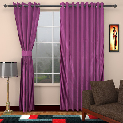 

Abhomedecor 274 cm (9 ft) Polyester Long Door Curtain (Pack Of 2)(Plain, Purple)