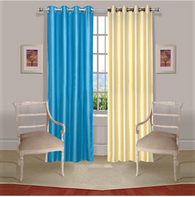 

Excel Bazaar 275 cm (9 ft) Polyester Long Door Curtain (Pack Of 2)(Solid, Aqua, Cream)