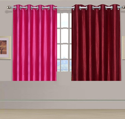 

ExpressionsHome 152 cm (5 ft) Polyester Window Curtain (Pack Of 2)(Solid, Pink, Red)