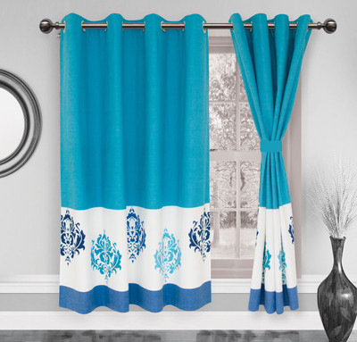 

Elan 150 cm (5 ft) Cotton Window Curtain Single Curtain(Printed, Blue)