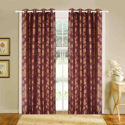 

BE 213 cm (7 ft) Jacquard Door Curtain (Pack Of 2)(Floral, Multicolor)
