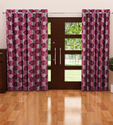 

Home Candy 212 cm (7 ft) Polyester Door Curtain (Pack Of 2)(Geometric, Purple)