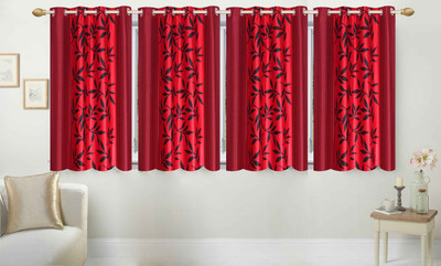 

Stella Creations 154 cm (5 ft) Polyester Window Curtain (Pack Of 4)(Printed, Red)