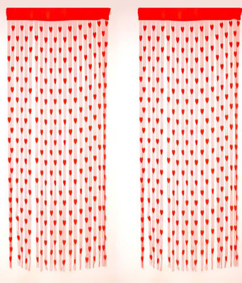 

PHF Polyester Door Curtain 82 cm (2 ft) Pack of 2(Floral Red)