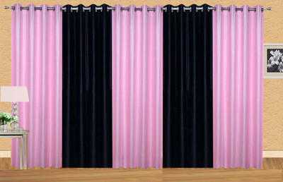 

Stella Creations 214 cm (7 ft) Polyester Door Curtain (Pack Of 5)(Solid, Pink, Black), Black;pink