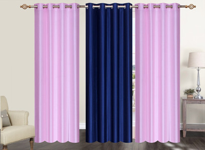 

Furnishing Zone 213 cm (7 ft) Polyester Door Curtain (Pack Of 3)(Plain, Pink, Blue), Blue;pink