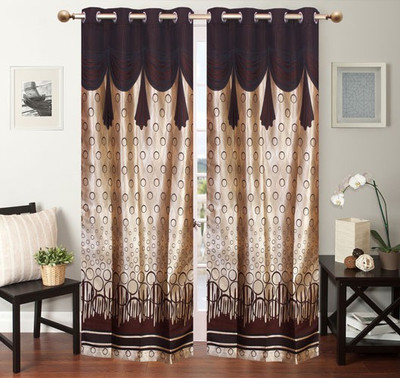 

Veena Fabs 210 cm (7 ft) Polycotton Door Curtain (Pack Of 2)(Printed, Brown)