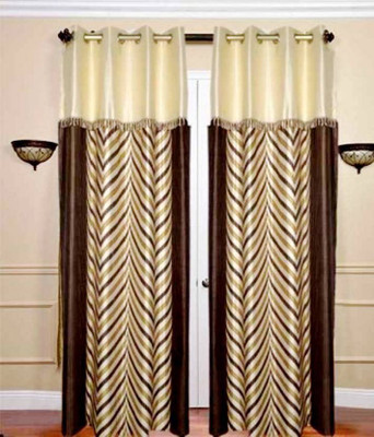 

Decor World 152 cm (5 ft) Polyester Window Curtain (Pack Of 2)(Abstract, Brown)